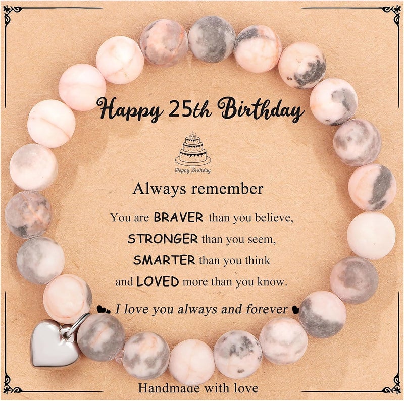 Yiyang 13th 16th 18th 21st 25th 30th 35th 40th 45th 50th 60th 65th 70th 75th 80th Birthday Gifts for Women, Natural Stone Bracelet Birthday Gifts for Women Mom Daughter Grandma Sister Coworker - Image 1